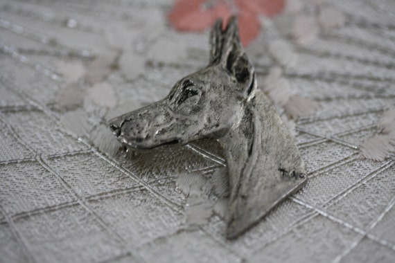 Silver Vintage Great Dane Pharaoh Hound Dog Brooc… - image 5