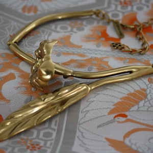 Runway Bold Oscar de la Renta Goldtone Vintage Floral Necklace