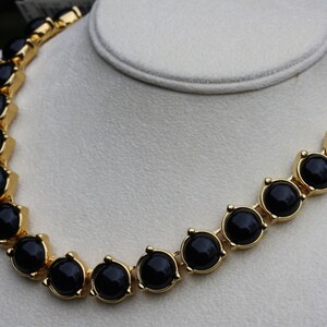 Elegant Vintage Monet Art Deco Onyx and Goldtone Choker and Clip on Earrings image 3