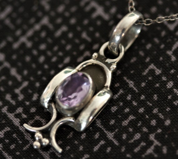 Delicate Art Deco Faceted Amethyst and Sterling S… - image 5