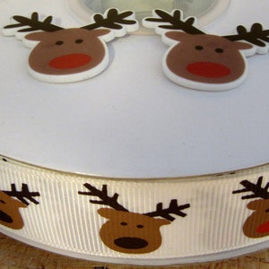 2 Each Approximately 1.5&quot; wide x 1.5 tall Ruddy Reindeer Flat Back Resin Embellishment - US Designer