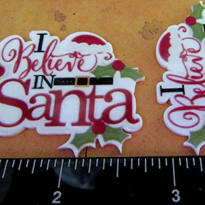 2 Each Approximately 1.75&quot; x 1.5&quot; I Believe in Santa Flat Back Resin Embellishment
