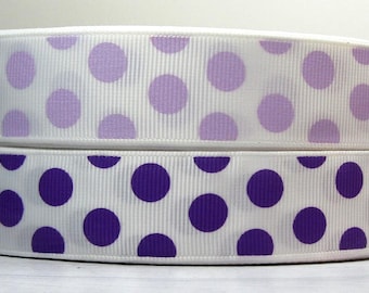2 Yards or More of 7/8" Colorful Funky Random Polka Dot Print Grosgrain Ribbon - Your Choice of Color