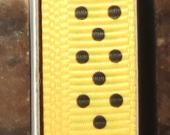 2 Yards 3/8" Swiss Dots - Yellow with Black Swiss Dots Grosgrain Print Ribbon