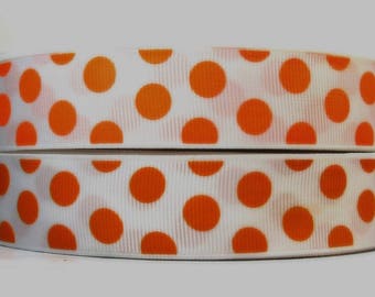 2 Yards or More of 7/8" Colorful Funky Random Polka Dot Print Grosgrain Ribbon - Your Choice of Color
