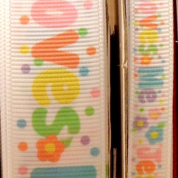 2 Yards 3/8" or 7/8" Pastel Color Jesus Loves Me Print Grosgrain Ribbon - US Designer