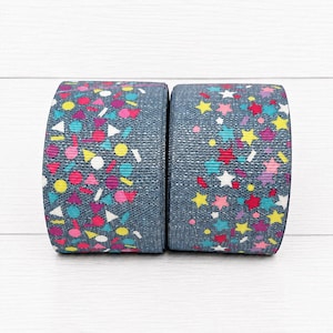 2 meter 3,8 cm denim konfettitryck grosgrainband - ditt val av mönster