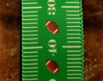 2 Yards 1.5" Football Gridline Yardline Print Grosgrain Ribbon