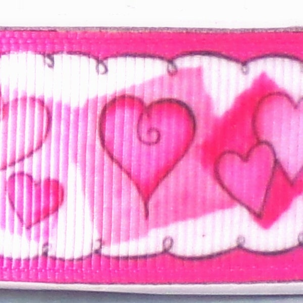 2 Yards 1 » Rose Curly Q Hearts Imprimer Grosgrain Ruban