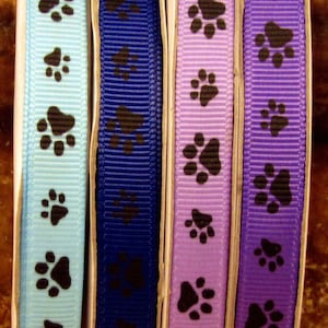 2 Yards 3/8&quot; US Designer Black Animal Paws - Cheer or Sport - Choice of Color Grosgrain Ribbon Print