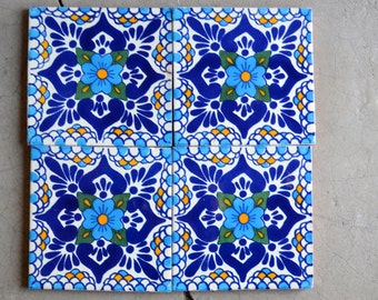 11 piecesTalavera Tiles 6x6 &quot;handmade./ Turquoise tiles