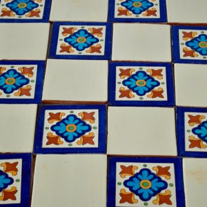24 Mexican Talavera Tiles.Hand painted 4 "X 4"- Blue and white