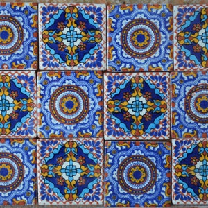 12 Mexican Talavera Tiles handmade, Hand painted 2 &quot;X 2&quot;