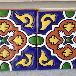 6   Mexican Talavera Tiles handmade- Hand painted 4 &quot;X 4&quot; or 6 x 6&quot;
