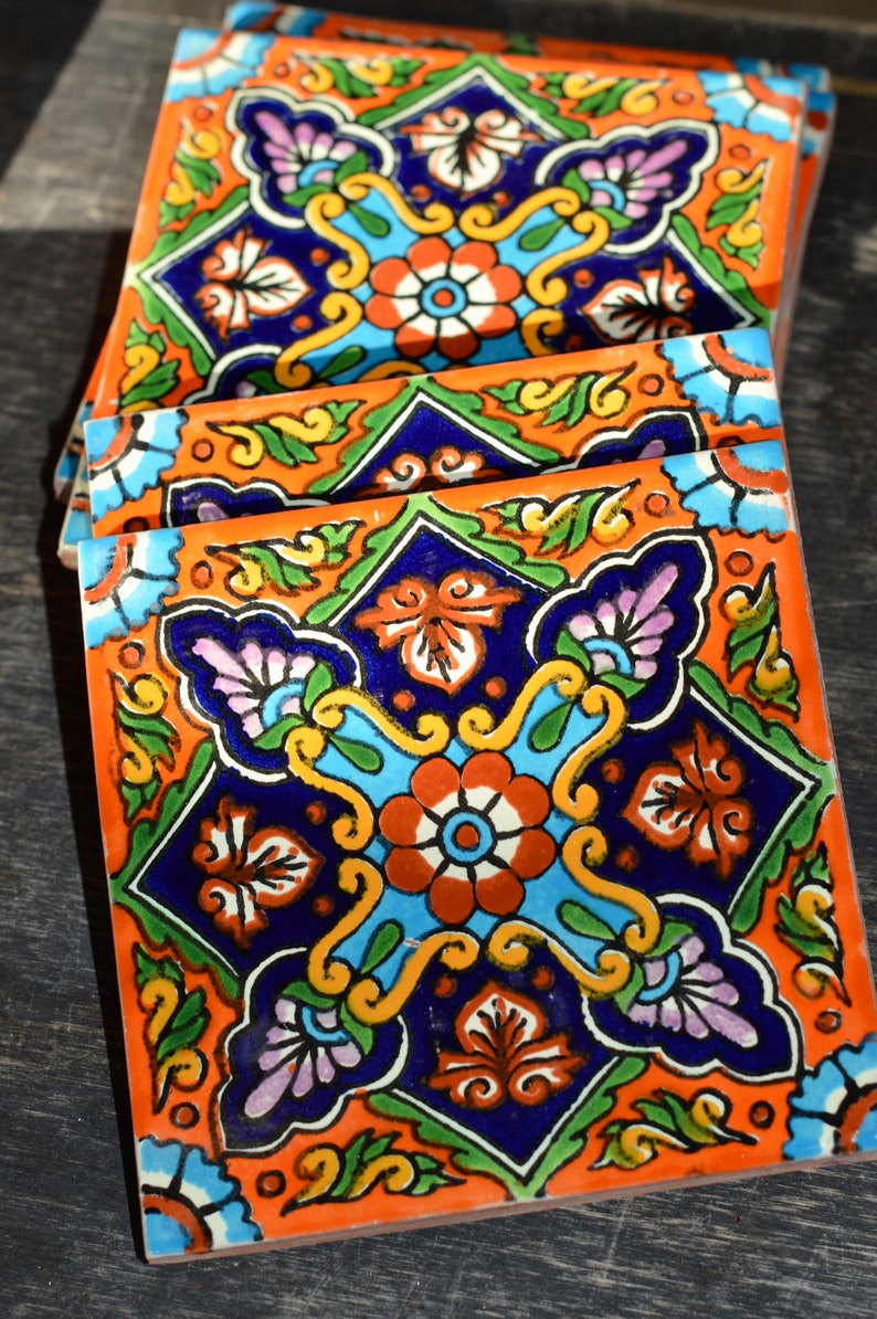 24 Mexican Talavera Tiles.hand Painted 4 1/4 Etsy Canada