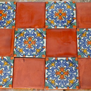 12 Mexican Talavera tiles hand-painted 4 &quot;X 4&quot;