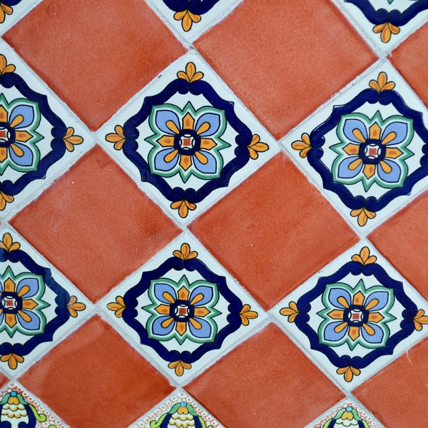 16  Mexican Talavera Tiles handmade, Hand painted 4 "X 4"