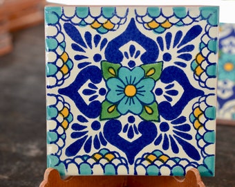 50 Mexican Talavera Tiles handmade- Hand painted 4 &quot;X 4&quot;