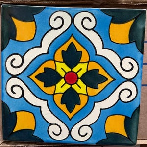 90 Mexican Talavera Tiles. Hand made-Hand painted 4 &quot;X 4&quot;
