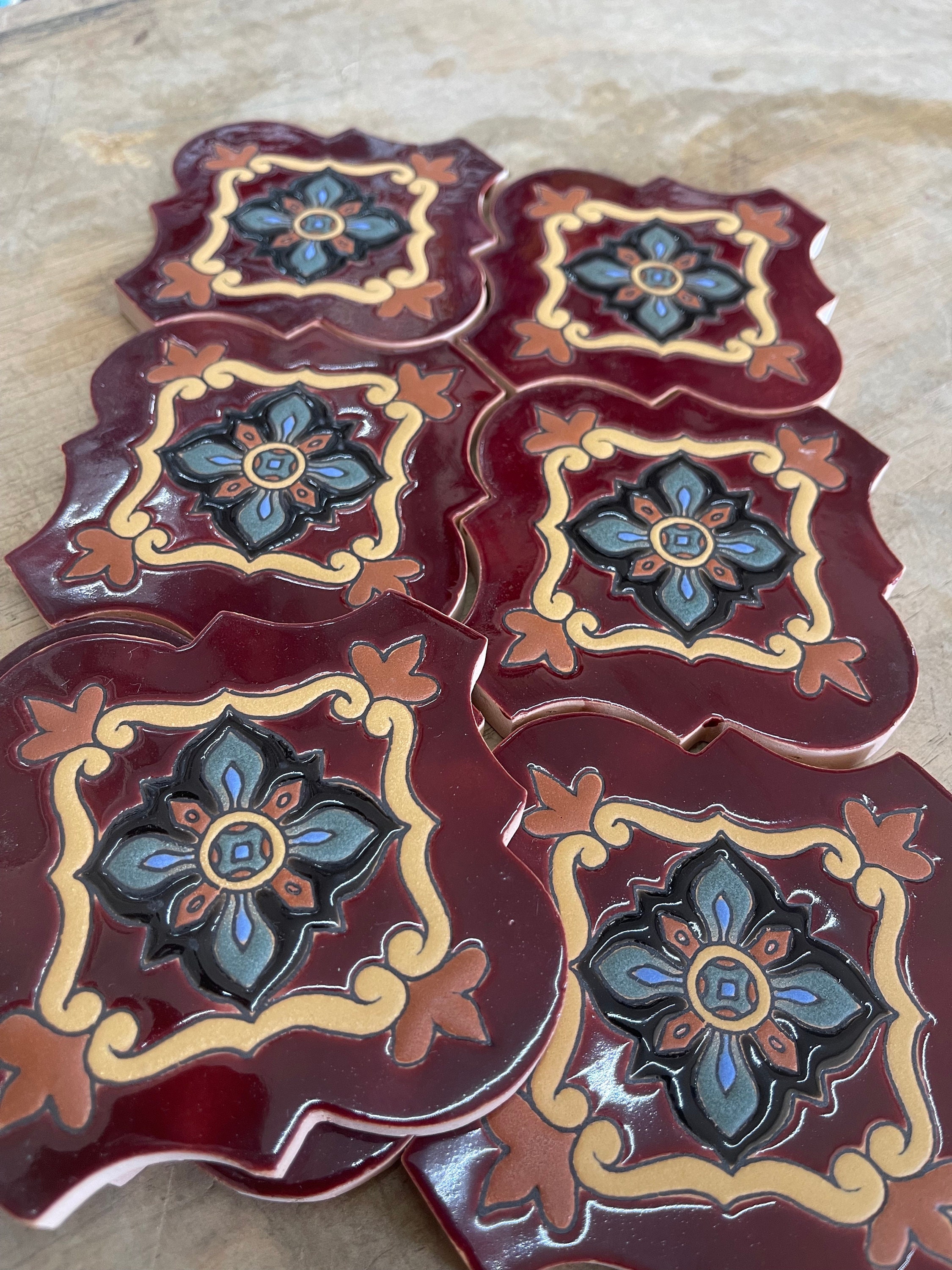 エスパニョーラ タイル 12 枚 - 手描き 4 インチ x 4 インチ - Etsy 日本