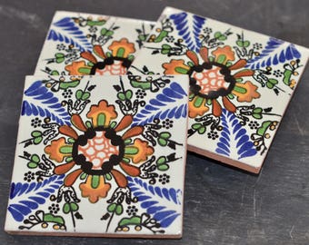 40 Mexican Talavera Tiles handmade- Hand painted 4 "X 4"