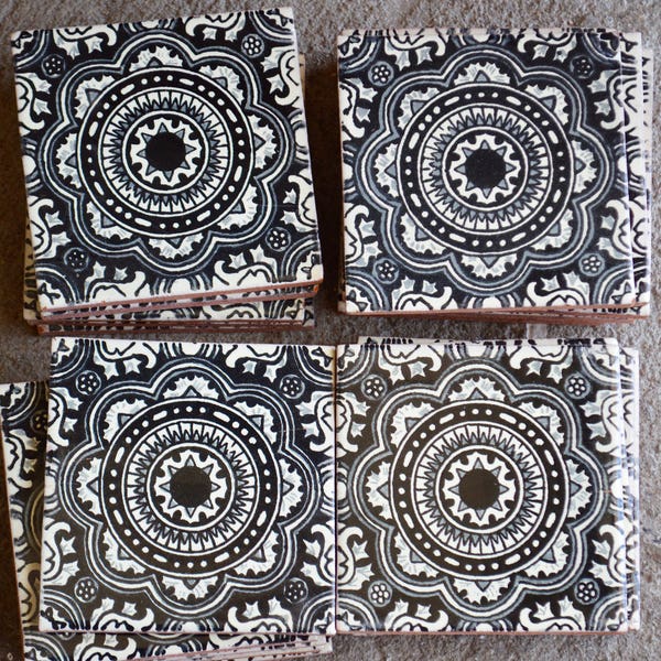 50 Mexican Talavera Tiles handmade- Hand painted 4 "X 4"