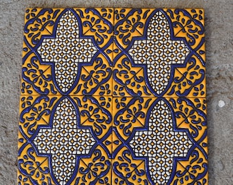 10   Mexican Talavera Tiles handmade- Hand painted 4 "X 4"