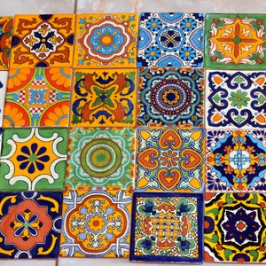 24 Mexican Talavera Tiles.Hand painted 4 "X 4"