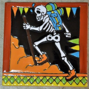 Talavera Mexican Hand-painted/ tiles (Day of the Dead) Men climber