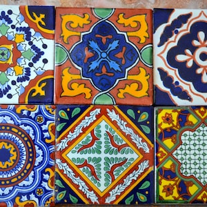 12 Mexican Talavera Tiles handmade, Hand painted 4 &quot;X 4&quot;