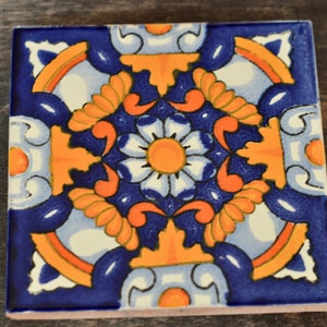 25~MEXICAN TALAVERA POTTERY 4" tile Clay Hand Painted