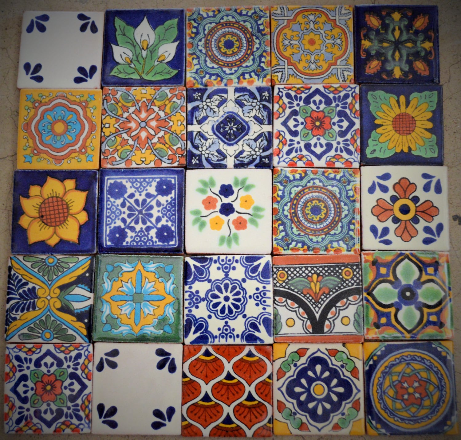 25 Mexican Talavera Tiles Handmade Hand Painted 2 x - Etsy