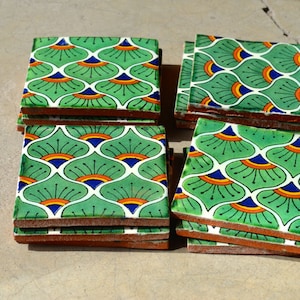 9~MEXICAN TALAVERA POTTERY 4&quot; tile Clay Hand Painted