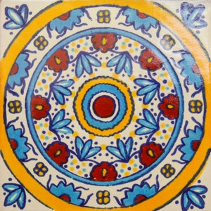 18~MEXICAN TALAVERA POTTERY 4&quot; tile Clay Hand Painted