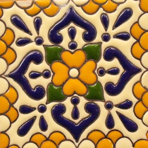 6 Mexican Talavera Tiles handmade- Hand painted 4 "X 4" or 6x6"