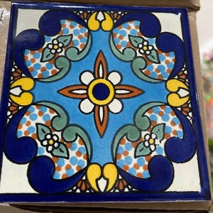 24 Mexican Talavera Tiles.Hand painted 4 1/4"