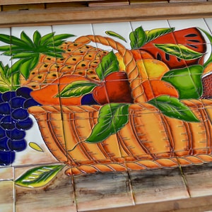35 pieces Mexican Tile Wall Mural with texture.