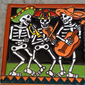 Talavera Mexican Tile Mosaic Day of the Dead / Mariachi