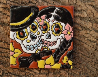 Talavera Mexican Tile Mosaic Day of the Dead  / Tiles Clay Catrina