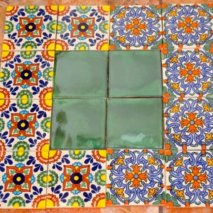 16  Mexican Talavera Tiles handmade, Hand painted 4 &quot;X 4&quot;