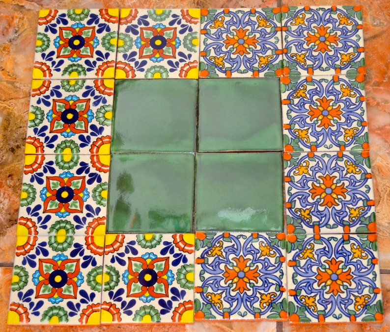16 Mexican Talavera Tiles Handmade Hand Painted 4 x Etsy