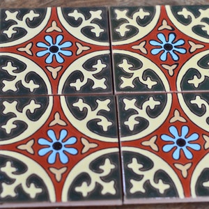 12 Mexican Talavera Tiles handmade, Hand painted 4 "X 4"