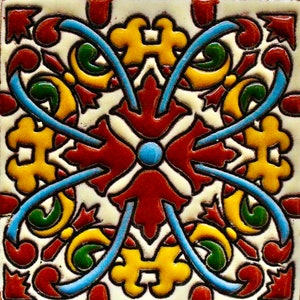 6   Mexican Talavera Tiles handmade- Hand painted 4 &quot;X 4&quot;
