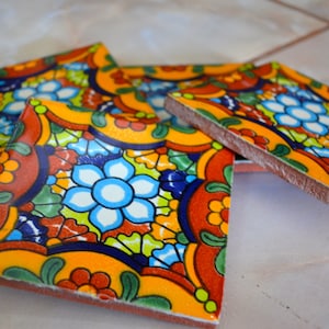 10 Mexican Talavera Tiles. Hand made-Hand painted 4 "X 4"