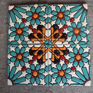 8 pieces Talavera Tiles 6x6 &quot; or 4x4&quot; handmade.