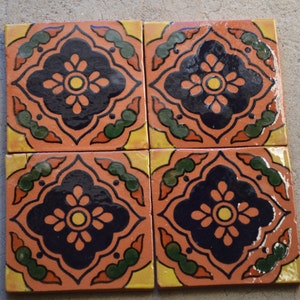 90 Mexican Talavera Tiles. Hand made-Hand painted 4 "X 4"
