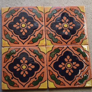 90 Mexican Talavera Tiles. Hand made-Hand painted 4 "X 4"