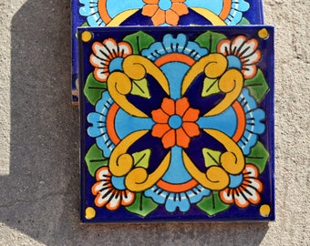 50 Mexican Talavera Tiles handmade- Hand painted 4 "X 4"