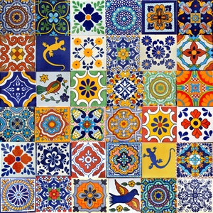 36 Mixed Tiles of Talavera 4 x4 "'- Handmade