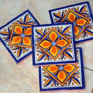 14 Mexican Talavera Tiles.Hand made-Hand painted 6 &quot;X 6&quot;